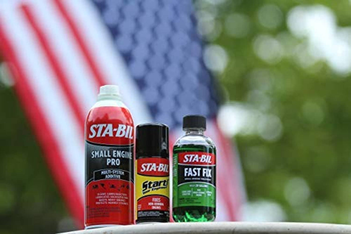 Sta-Bil small engine Pro and Fast Fix and Start bottles with caps