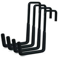 Set of four black U-shaped rafter hooks with textured protective coating