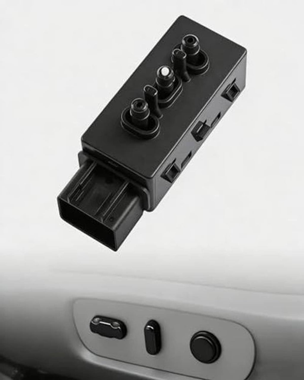 Black 6-way power seat adjustment switch with four control knobs and multi-pin connectors