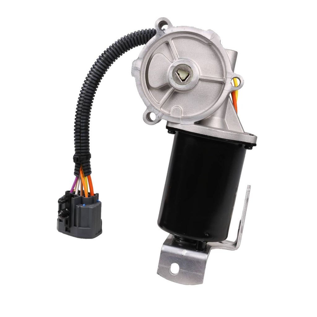 Transfer case shift motor with silver mounting plate and side electrical connector