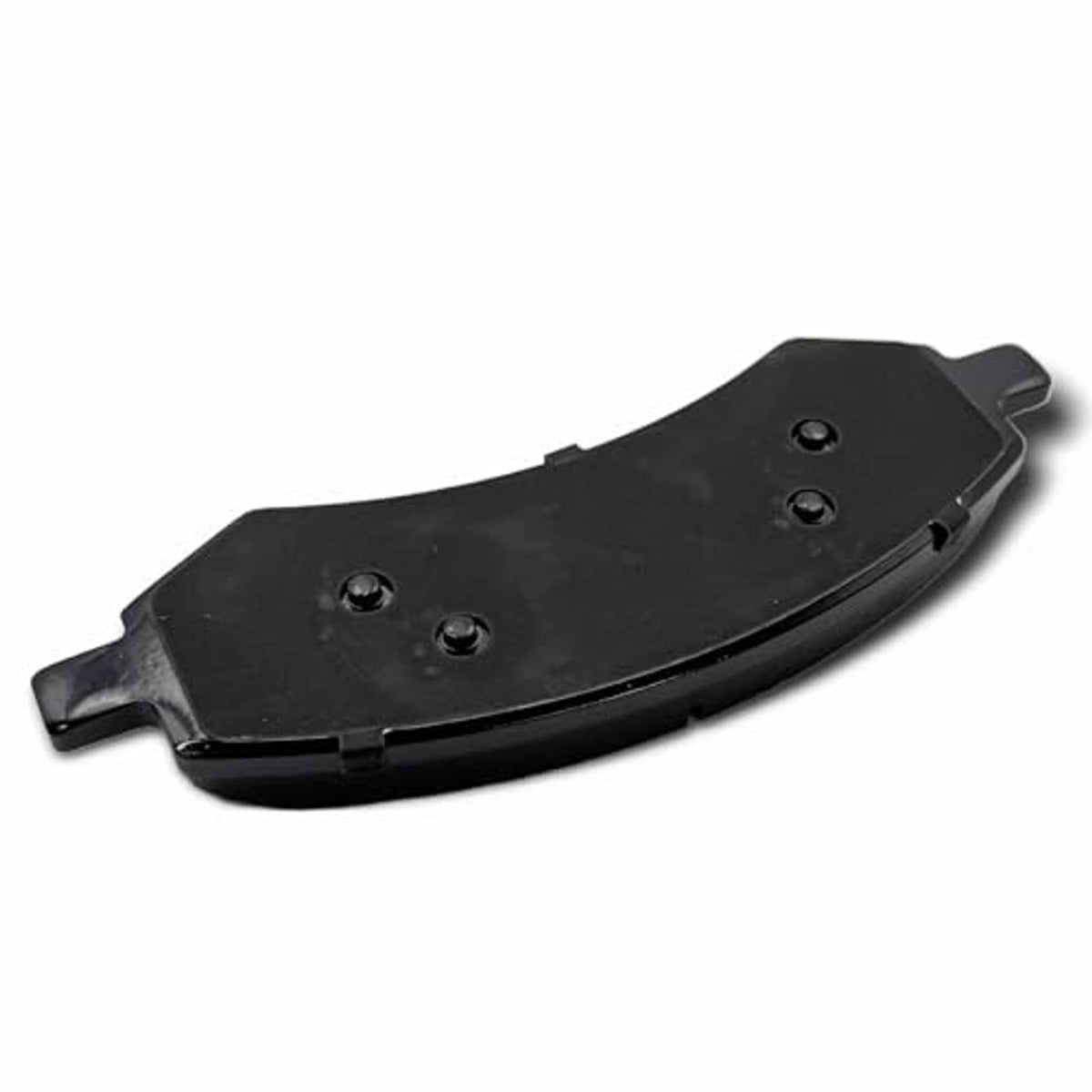 Ceramic brake pad, black backing with three round wear holes and side tabs