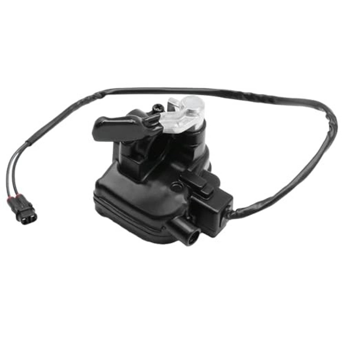 Black thumb throttle assembly with clear lever and attached cable