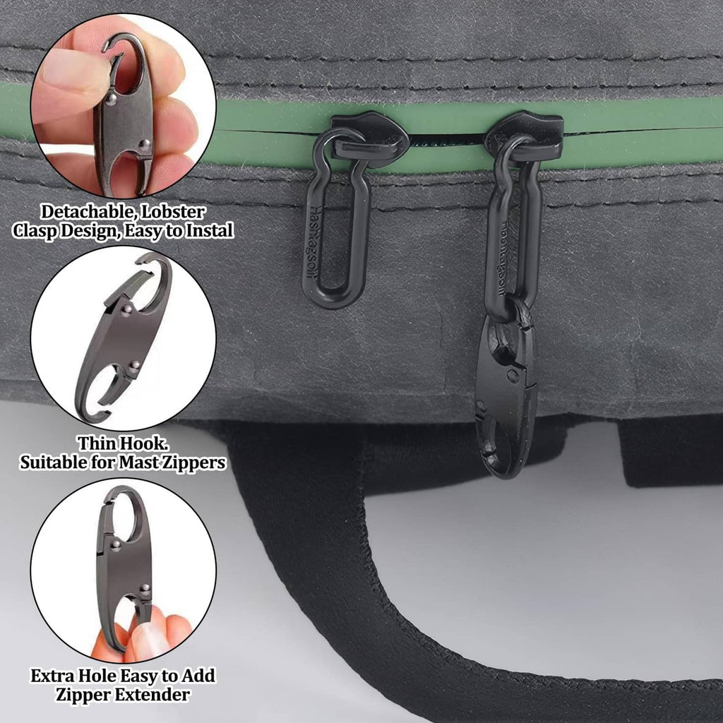 Anti-theft zipper clip secured to a zipper, with detachable lobster clasp hook