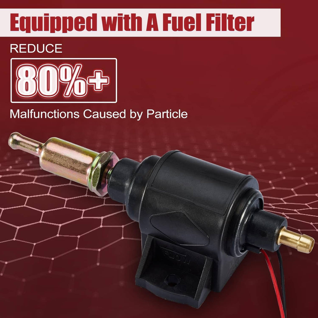 Inline electric fuel pump with integrated fuel filter and brass fittings