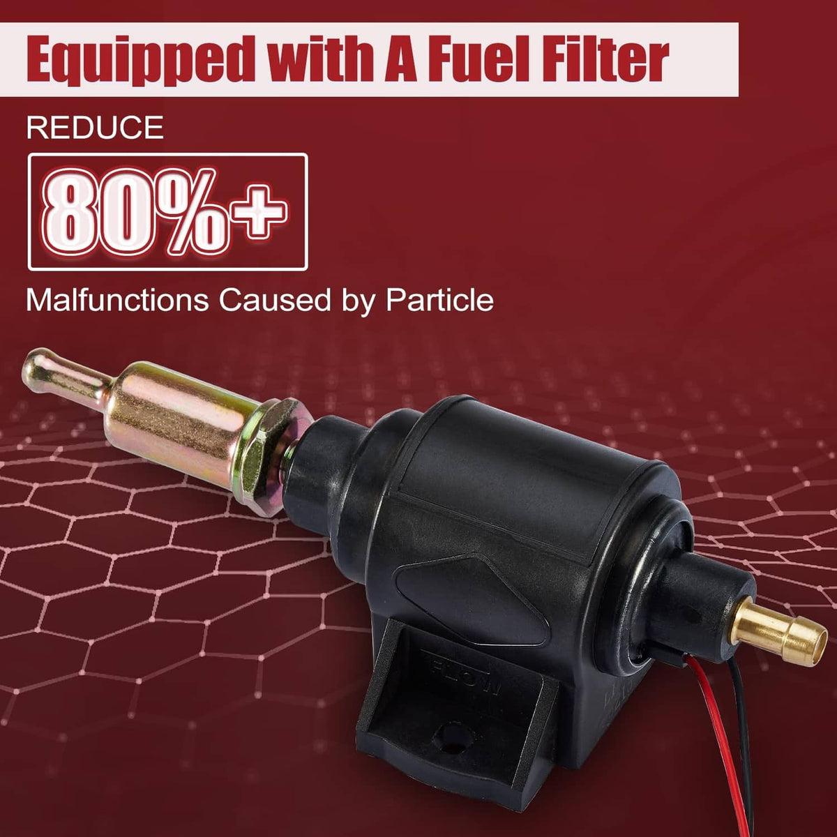 Inline electric fuel pump with integrated fuel filter and brass fittings