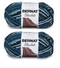 Striped chenille yarn skein in blue-teal tones for knitting and crocheting, super bulky