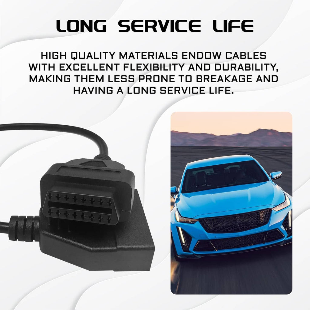 Black OBD adapter cable connector with multi-pin port