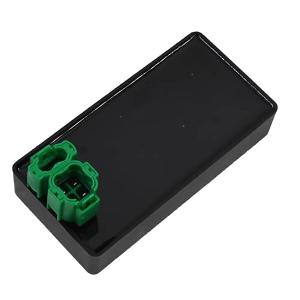 Black CDI module box with green connector plug on one end