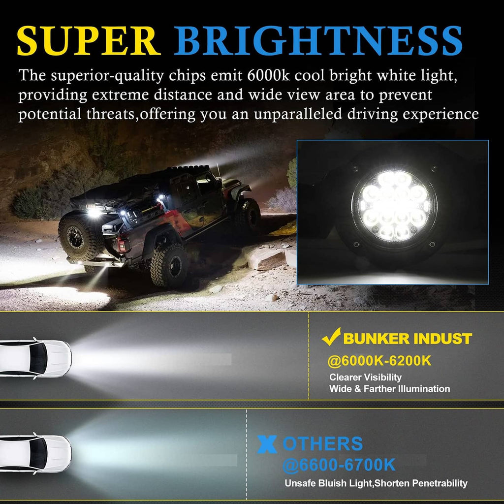 Flush-mount LED light pods emitting bright cool-white light