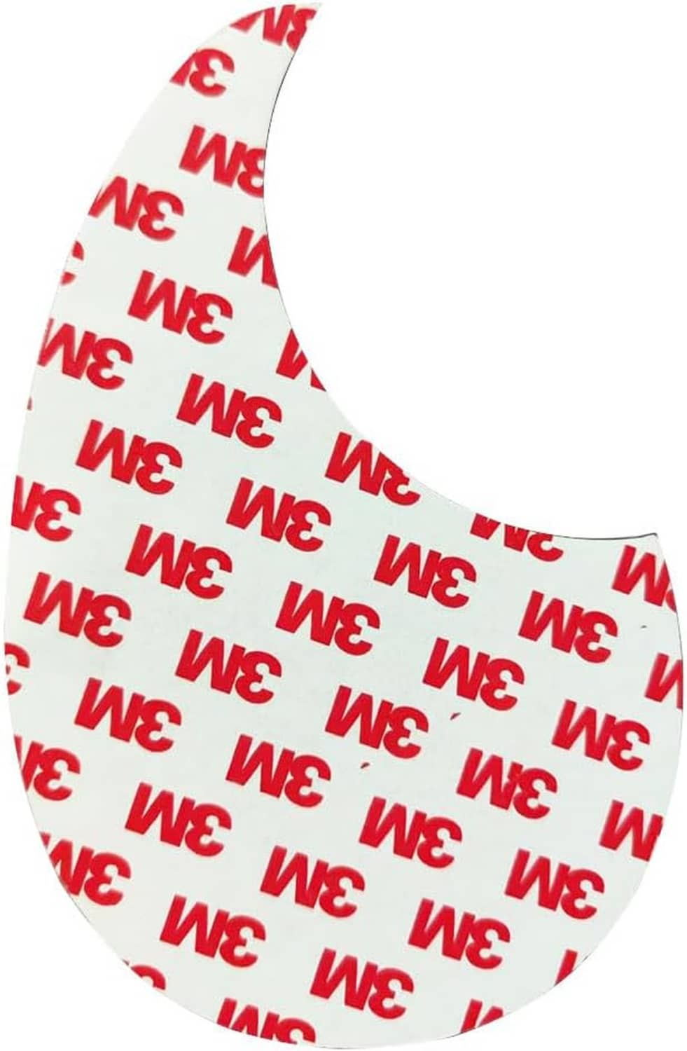 White guitar pickguard with repeating red logo pattern