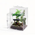 Large transparent acrylic jumping spider enclosure with top and front access openings