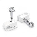 White round cable clip set with screw anchors and split cable clamp