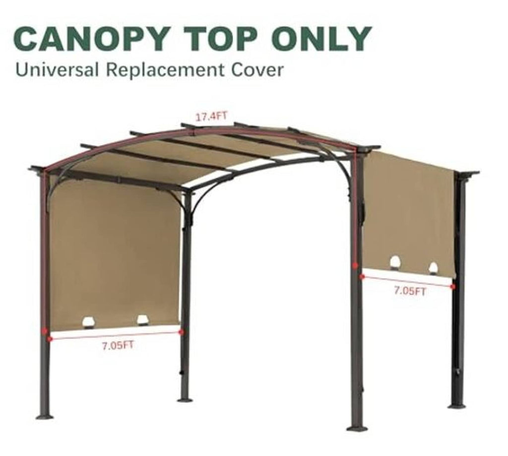 Khaki pergola canopy replacement cover with arched roof and open front