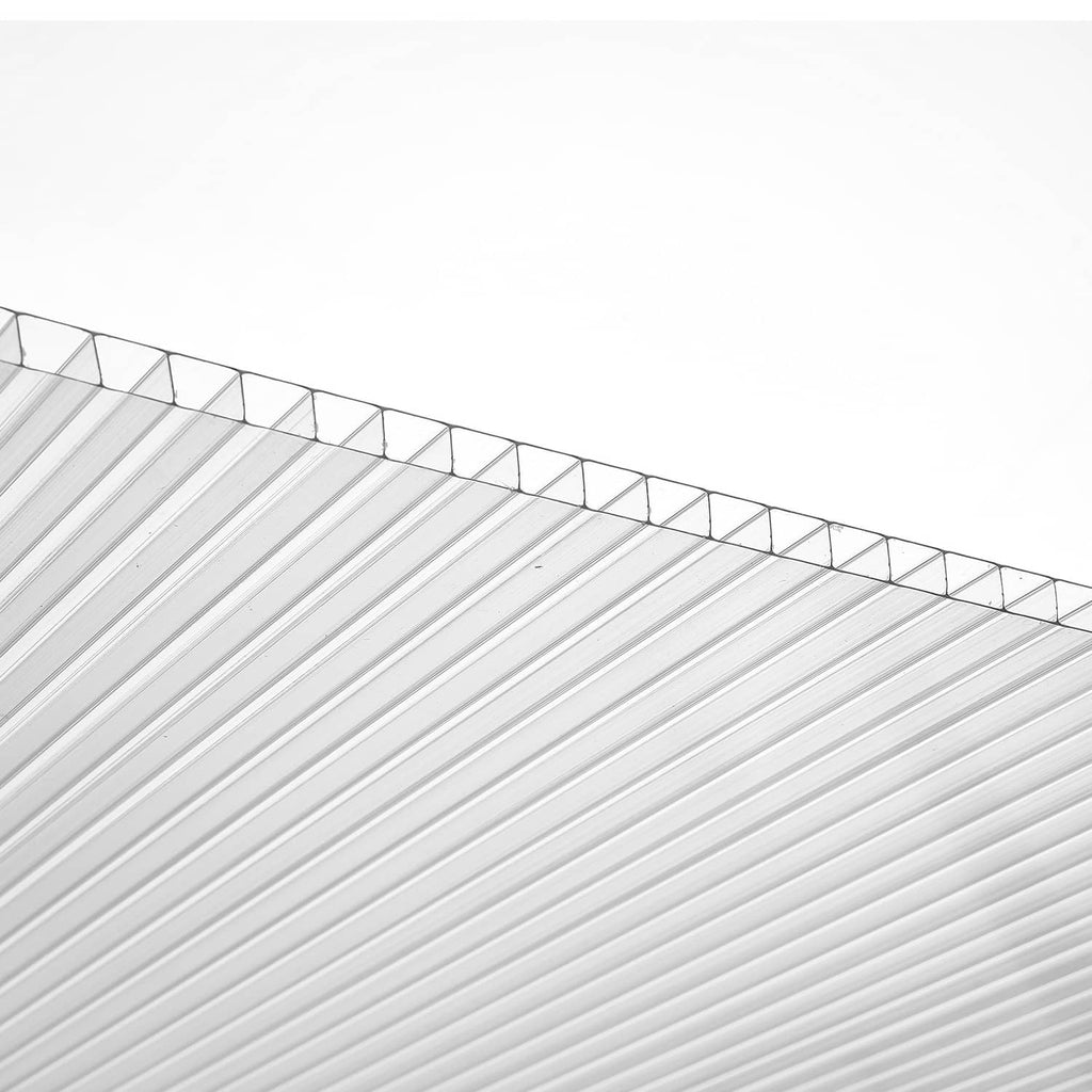 Polycarbonate greenhouse panel sheet with ridged glazing and interlocking edge sections