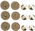 Gold-tone magnetic button snaps set, 18mm double rivet caps and backs
