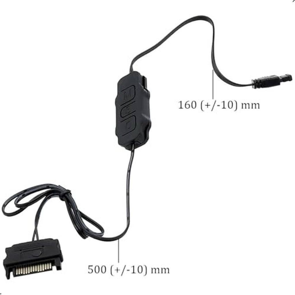 Black ARGB mini controller splitter cable, 500 mm lead and 160 mm branch