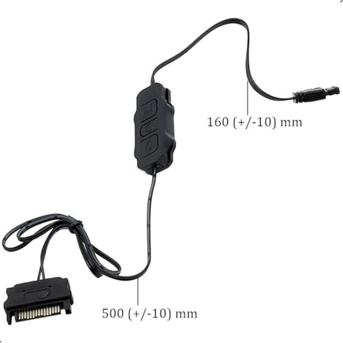 Black ARGB mini controller splitter cable, 500 mm lead and 160 mm branch