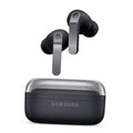 Black true wireless earbuds with black charging case, stem and rounded earpieces