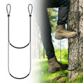 Two-step climbing stick rope aider with U-shaped black straps and loops