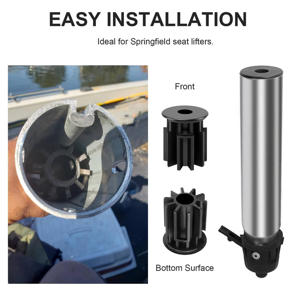 Black bushing adapter with bottom ridges and top center hole, installation view