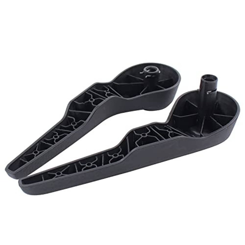 Seat adjustment lever handle pair, dark gray plastic, underside with mounting posts