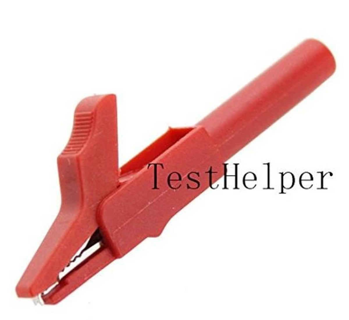 Red back-probe test lead with spring clamp and metal needle tip