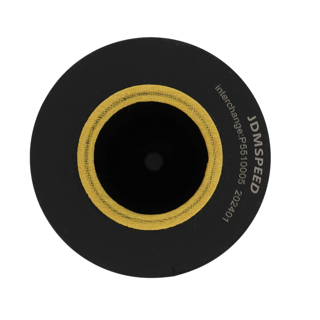 Fuel filter cartridge end view showing circular center and yellow sealing ring
