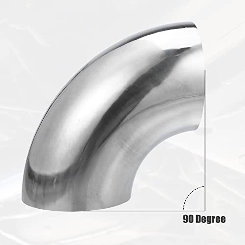 Silver stainless steel 90-degree mandrel bend elbow pipe with a round pipe end