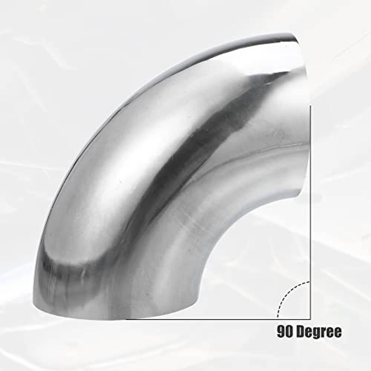 Silver stainless steel 90-degree mandrel bend elbow pipe with a round pipe end