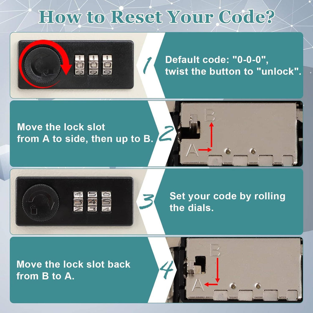 Key lock box combination keypad with rotary dial and code reset slot