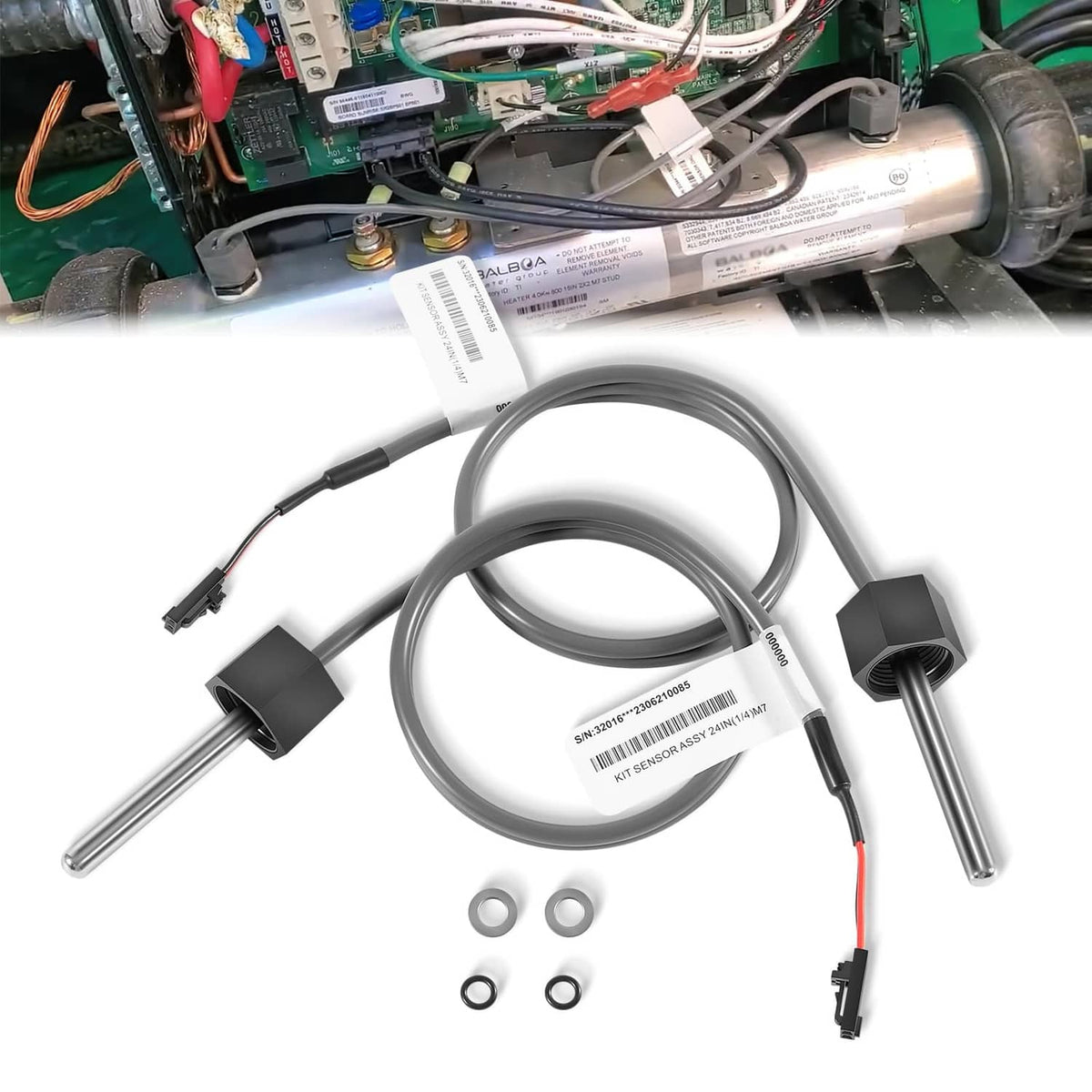 Replacement temperature and high-limit sensor kit with cable, probe, and mounting parts