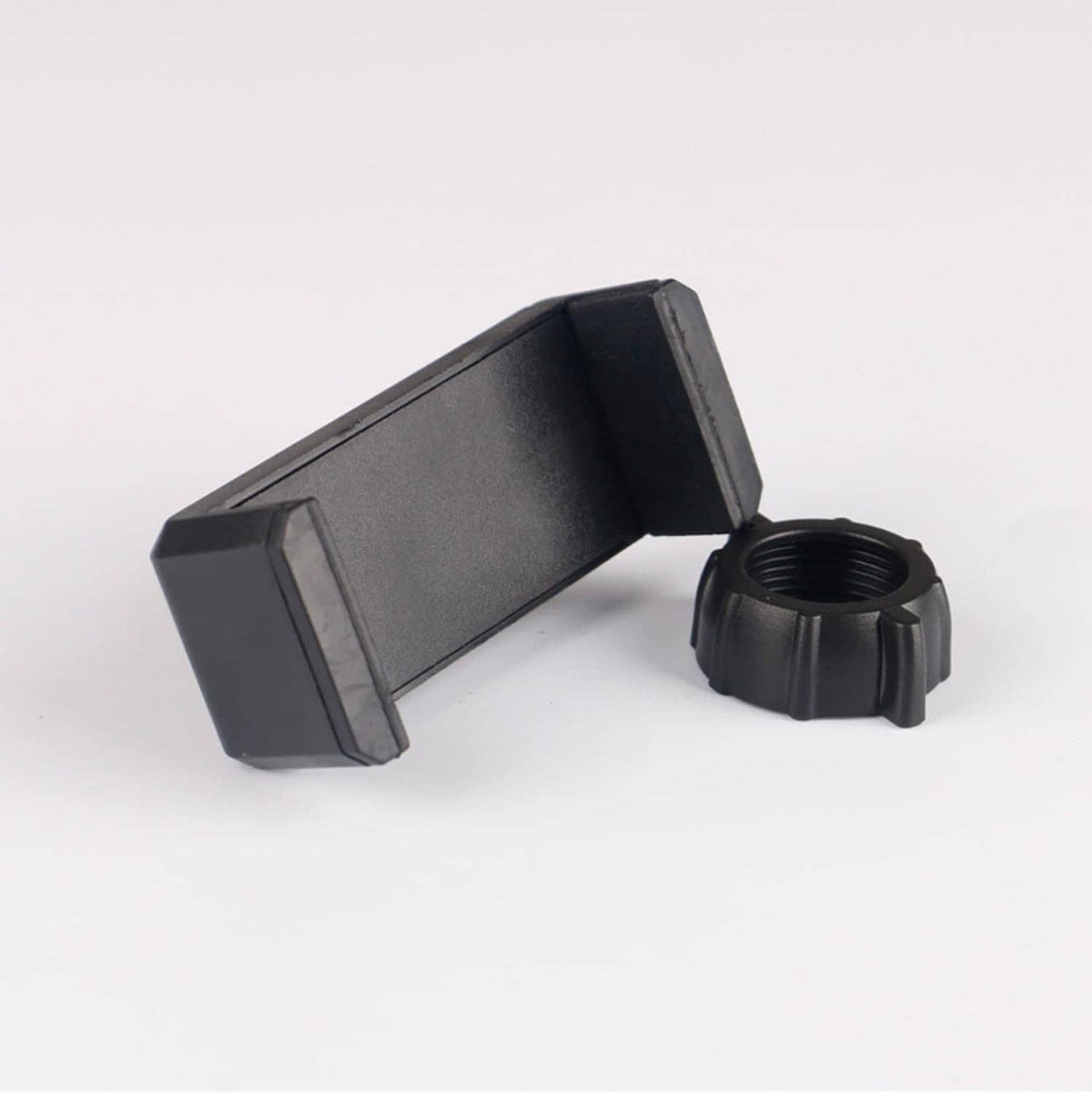 Replacement phone holder clamp base with threaded nut opening, black