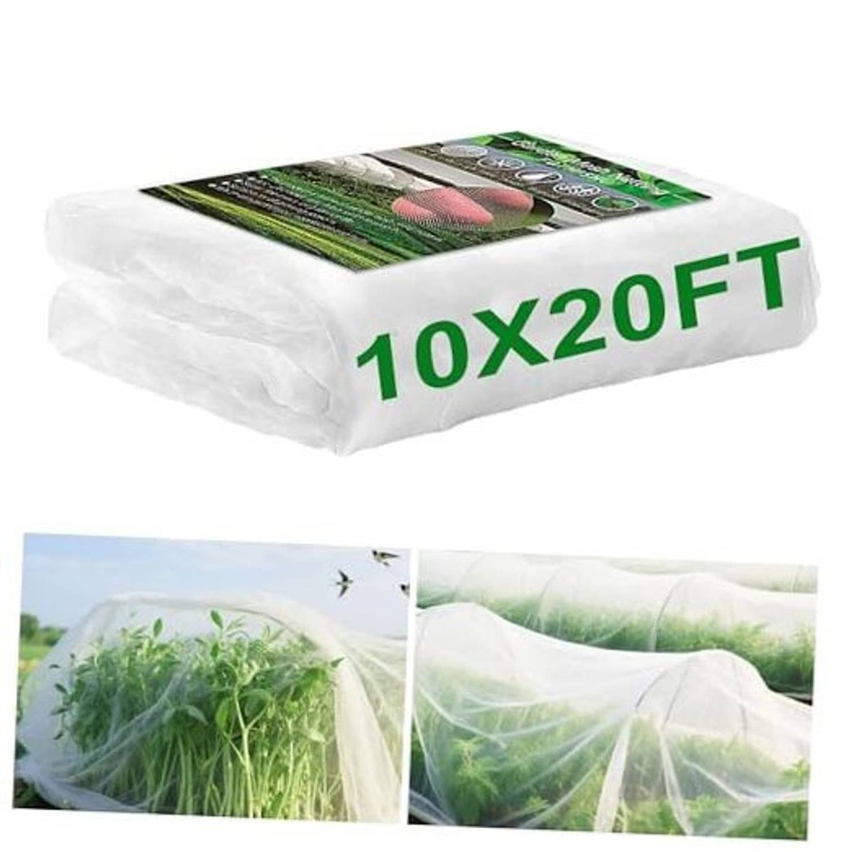 Garden mesh netting pack, white ultra-fine mesh sheet with 10x20FT marking