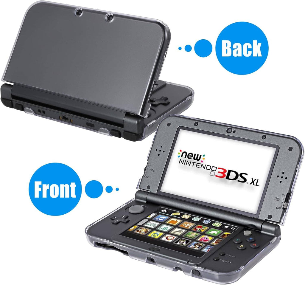 Ultra-clear hard shell case for New Nintendo 3DS XL, front and back views