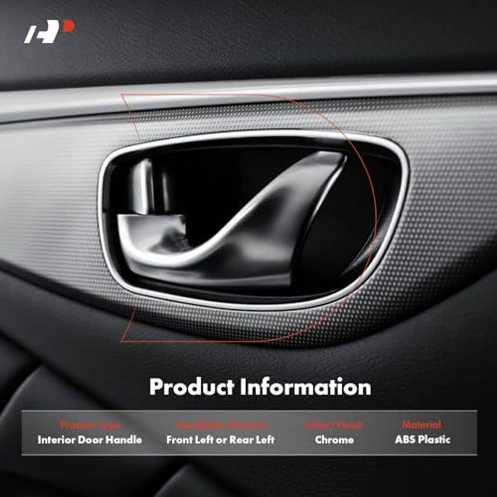 Chrome interior door handle set in black trim, close-up