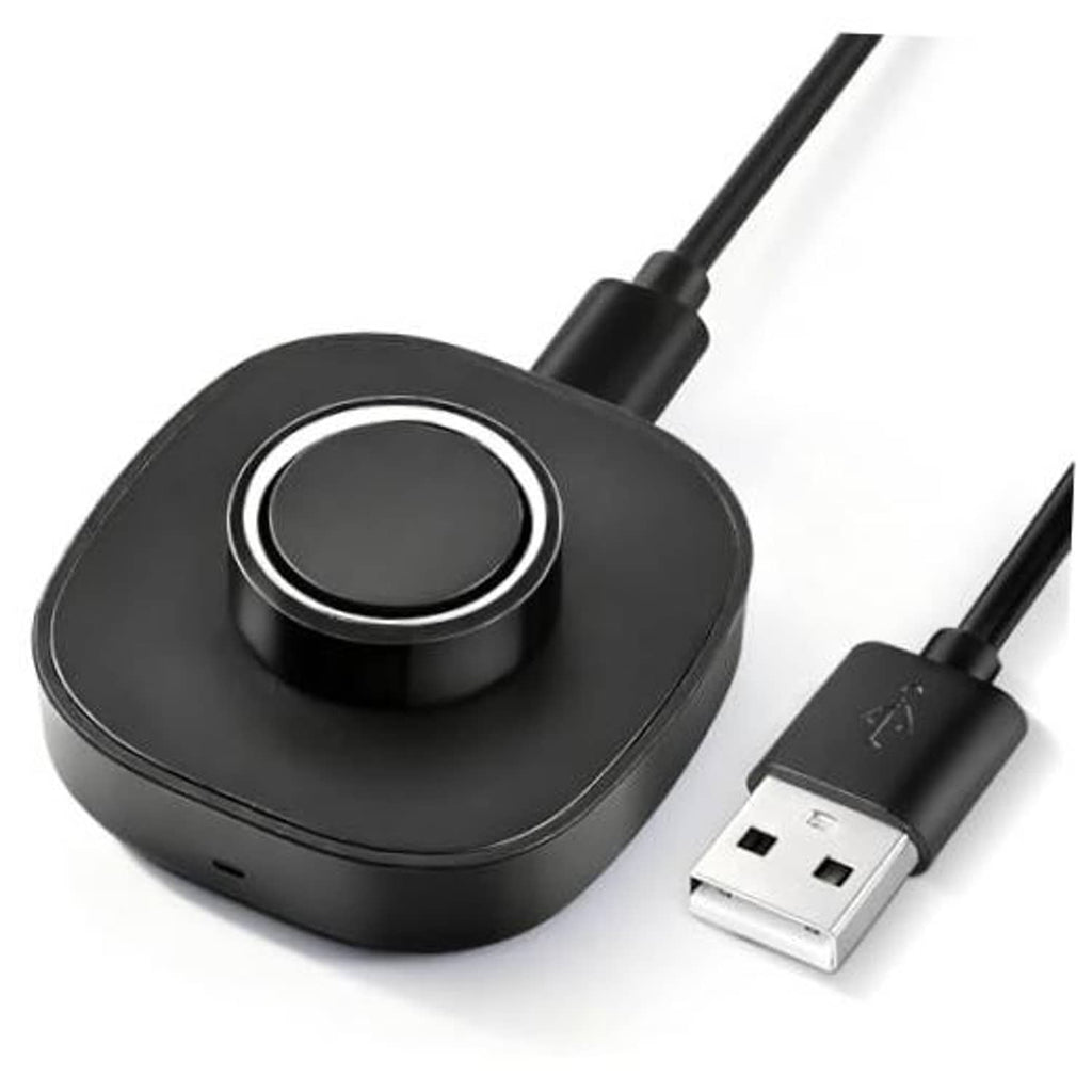 Black smart ring charger stand with charging cable and USB plug