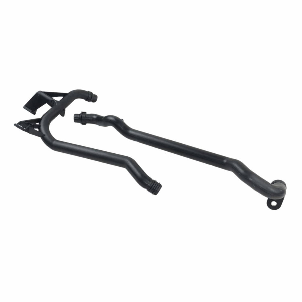 Engine heater coolant water pipe with Y-shaped black hoses and side mounting hole