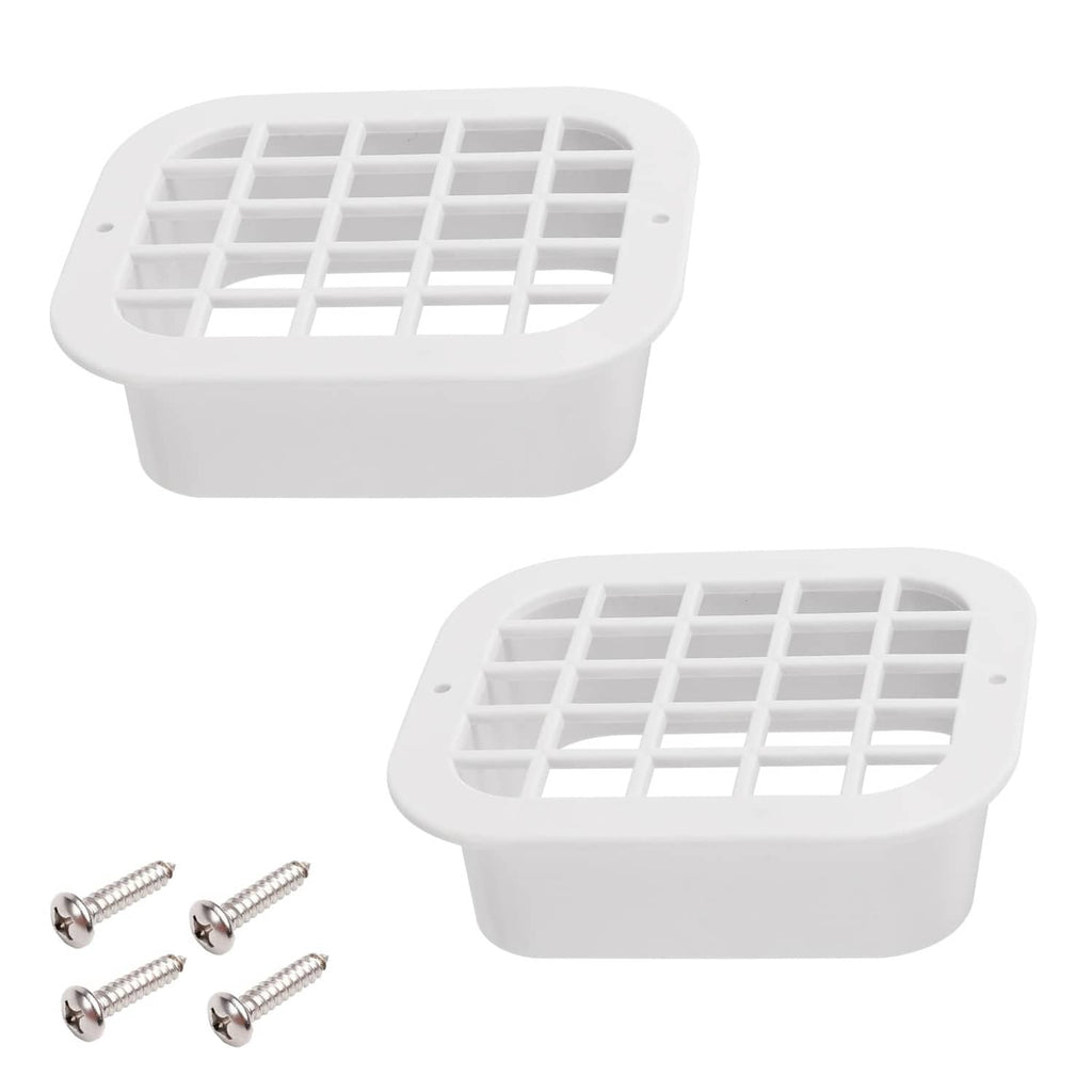 VYH white gutter downspout drop outlet filter with square top grille and screw holes