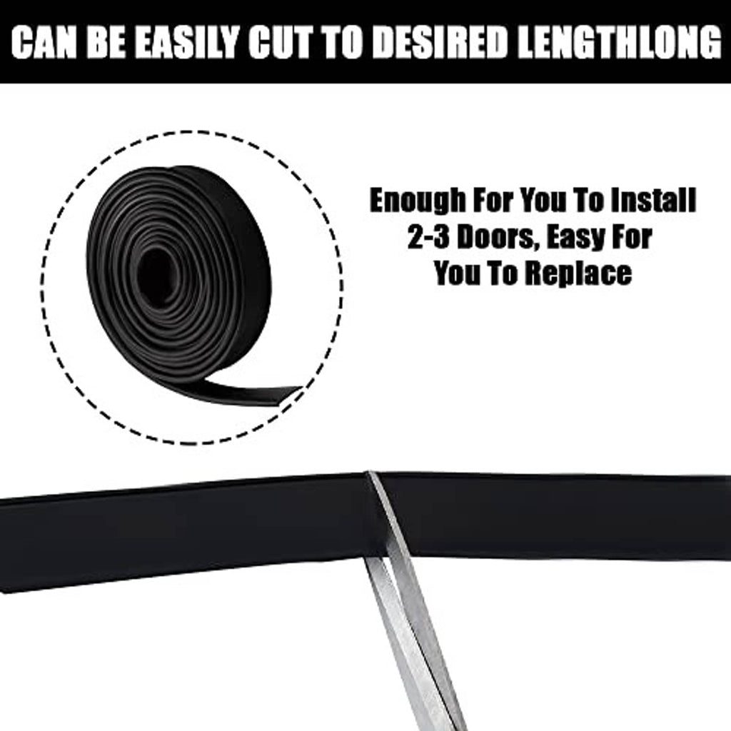 Black shower door bottom seal strip, cut-to-length flexible rubber strip