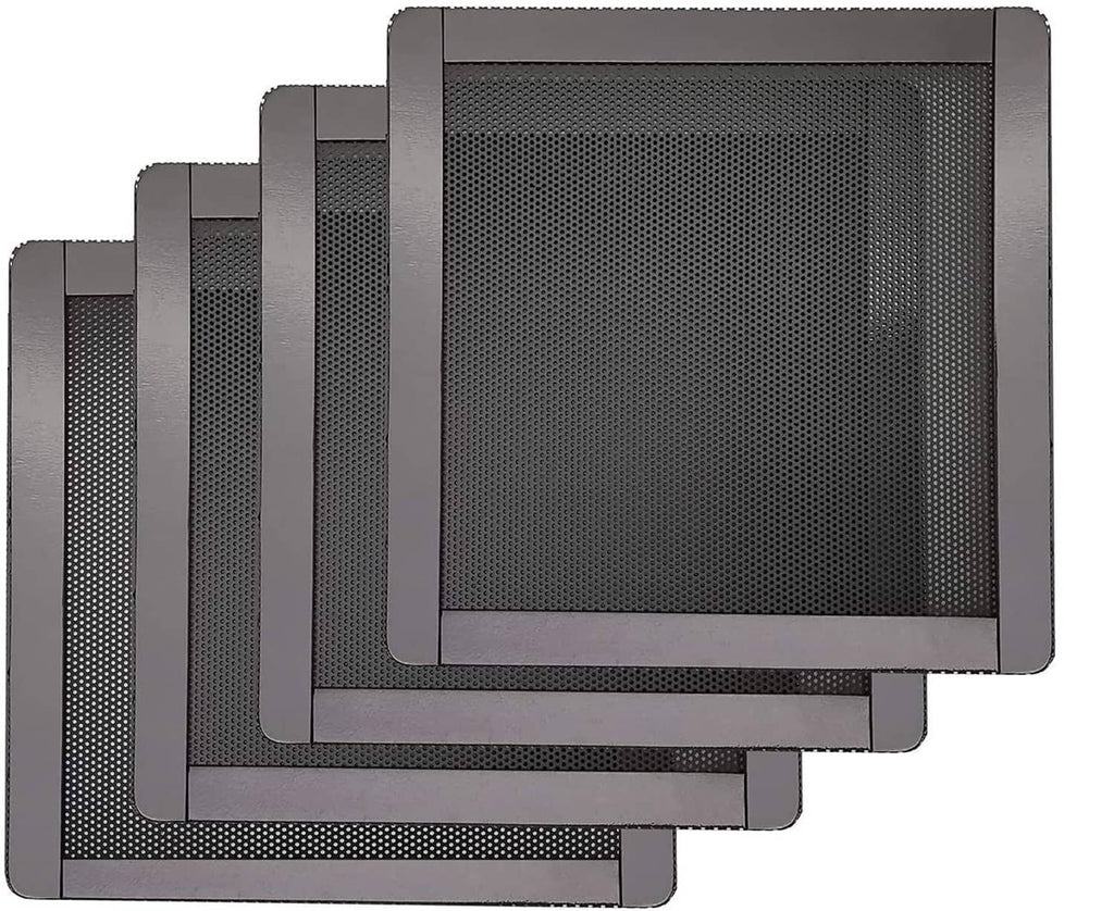 120mm PC fan magnetic dust filter screens, square dark mesh with gray frames (set of 4)
