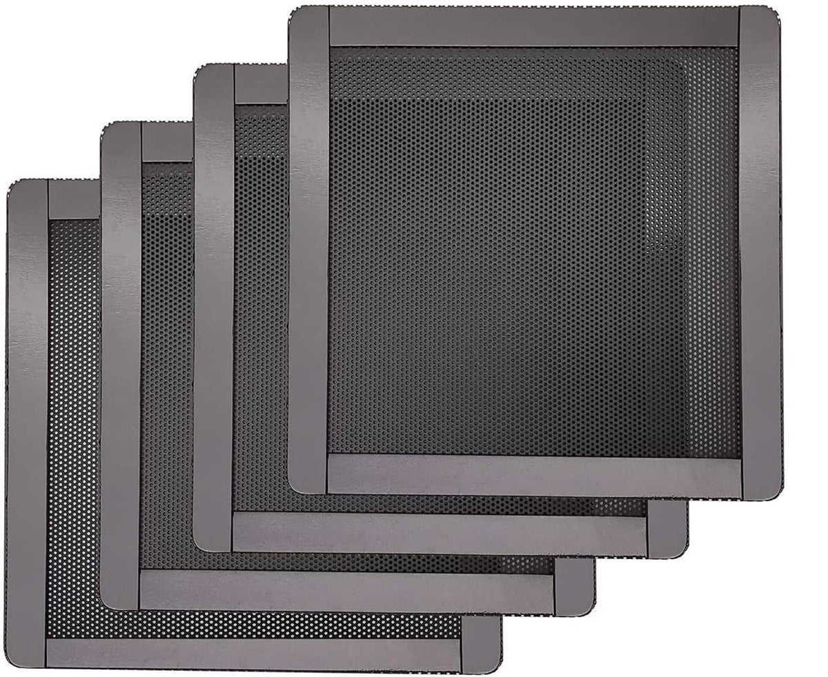 120mm PC fan magnetic dust filter screens, square dark mesh with gray frames (set of 4)