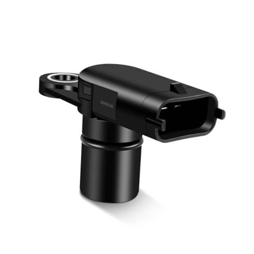 Black camshaft position sensor with 3-pin connector and side mounting bracket