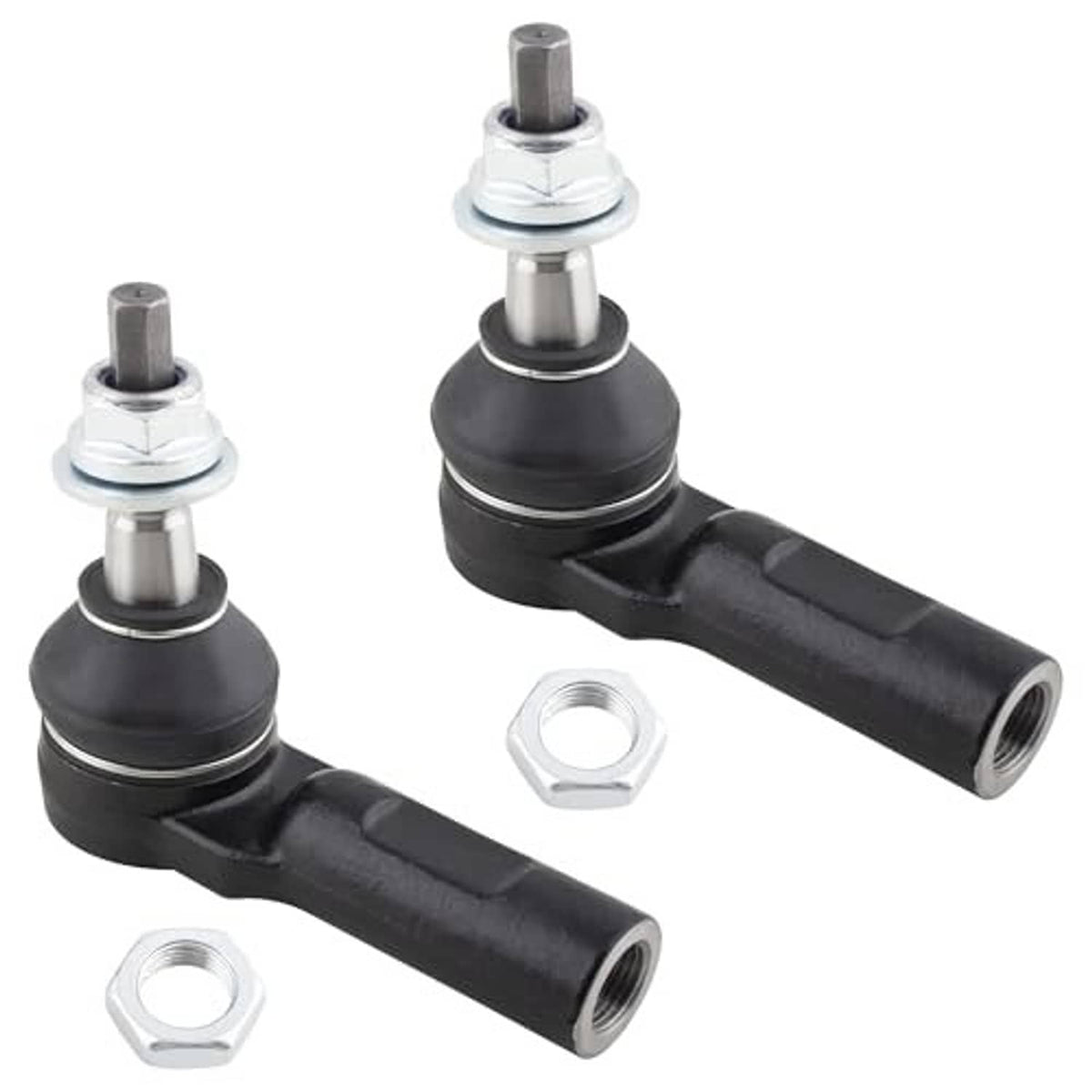 Front ball joint and tie rod ends, black boots with chrome stems and end fittings