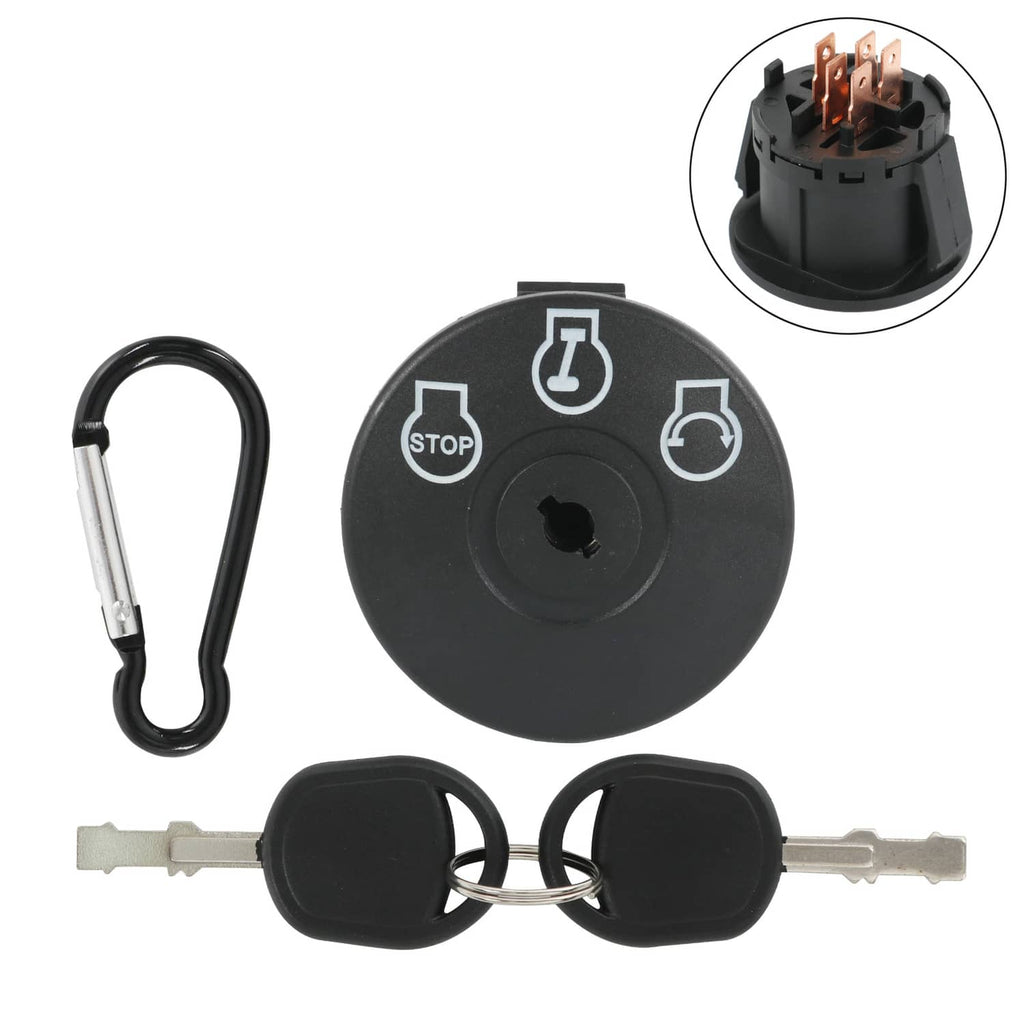 Ignition switch with key set, black control bezel and two metal keys