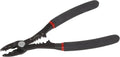 Compact multi-function wire stripper pliers, red-and-black insulated grips