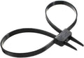 Set of black plastic zip tie handcuffs with serrated lock and two pointed ends