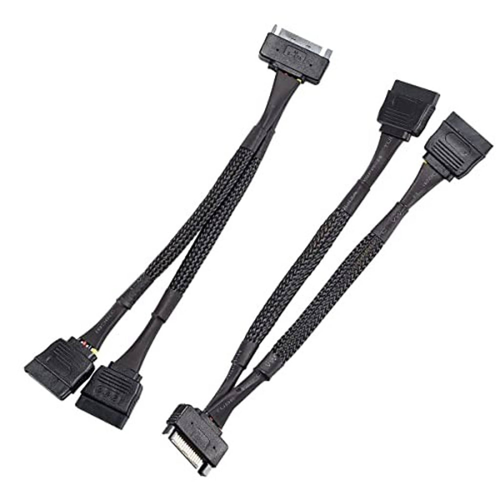 SATA power splitter cable set with braided black leads and multiple SATA-style power plugs