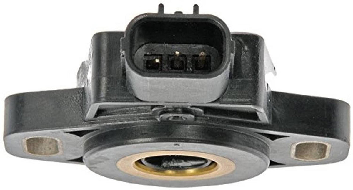 Throttle position sensor with front electrical connector and metal mounting base