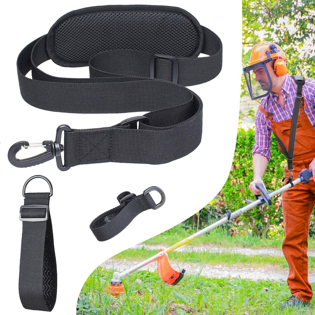 Universal trimmer shoulder strap set in dark gray with spring hook and loop