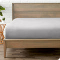 Light grey California king fitted sheet, 15-inch deep elastic, all around